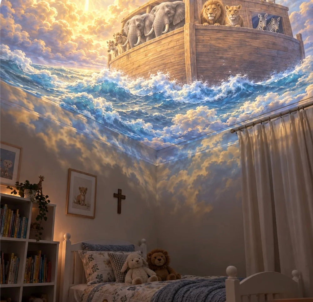 Jesus Light Projector in a bedroom